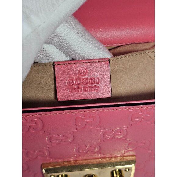 GUCCI Guccissima Small Padlock Shoulder Bag Flush 2 Way Crossbody Chain Pink GG - Picture 14 of 16